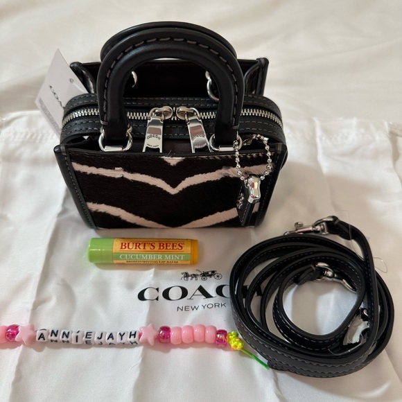 NWT Coach Rogue Bag 12 In Haircalf With Zebra Print (Micro Bag) - Picture 3 of 11